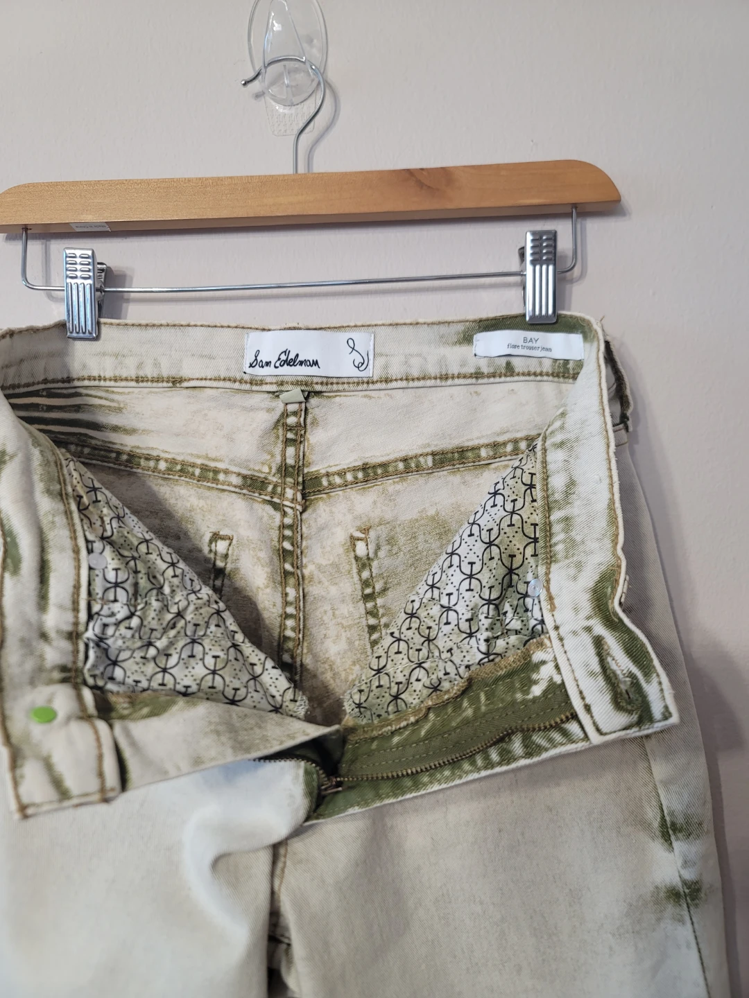 Sam Edelman Bay Flare Jeans Moss Sand Cotton Sz 28 Minimal - photo 4