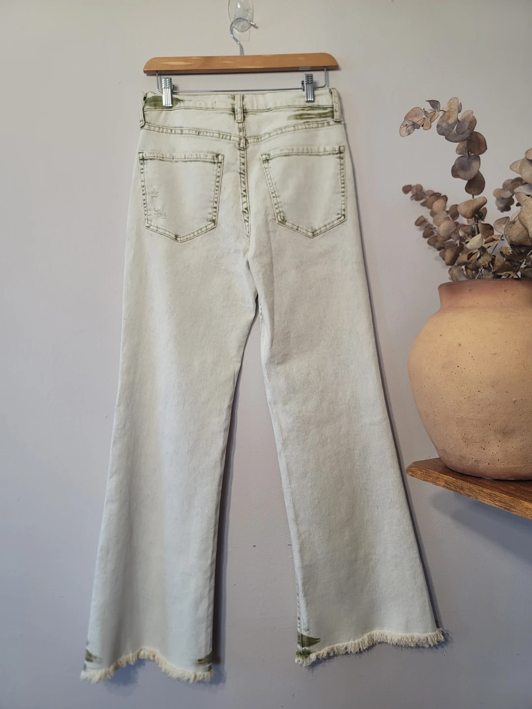 Sam Edelman Bay Flare Jeans Moss Sand Cotton Sz 28 Minimal - photo 5