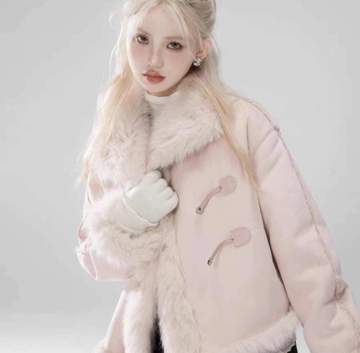 Pink Jacket with Fur Trim (Reversible)