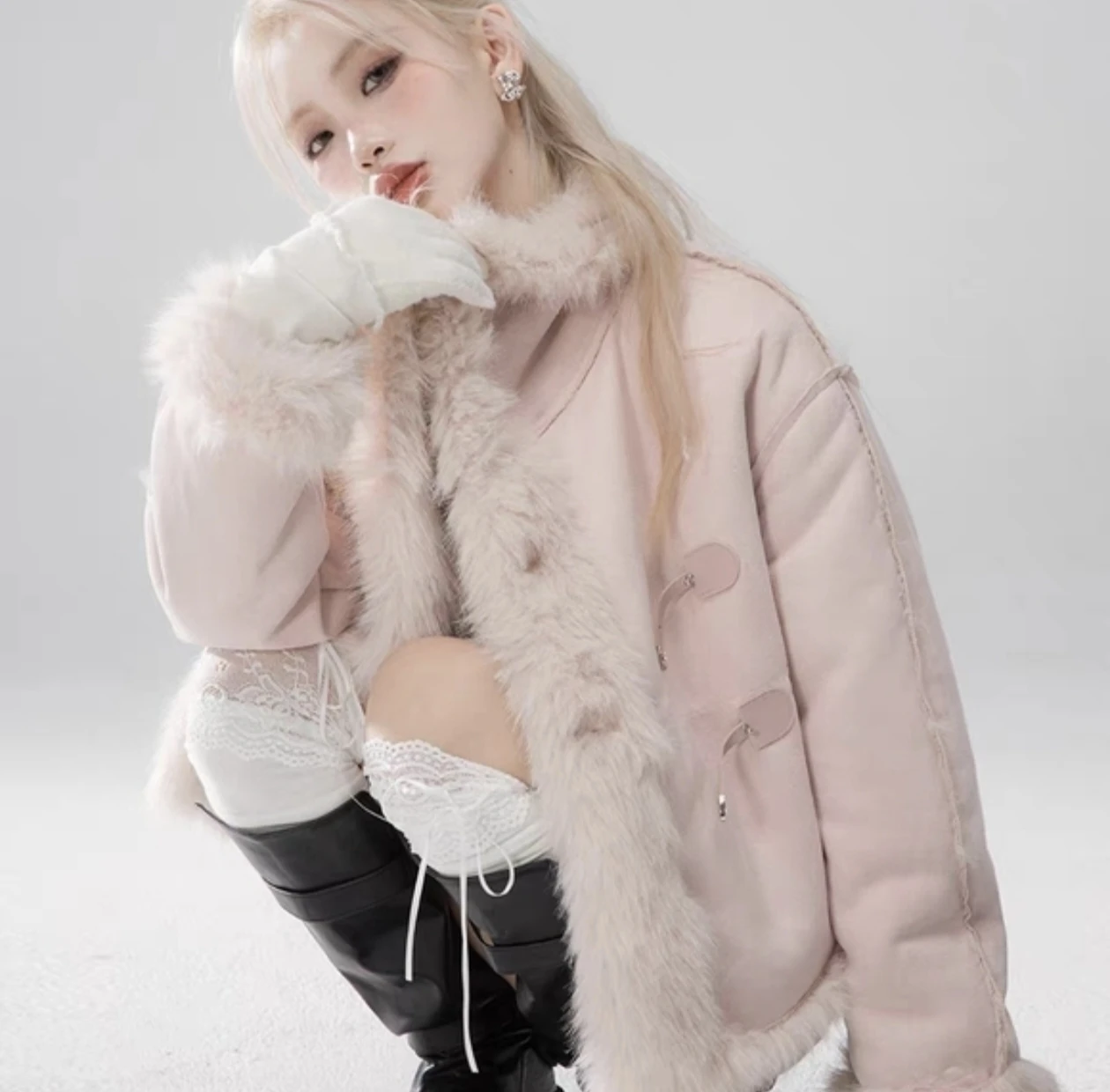 Pink Jacket with Fur Trim (Reversible) - photo 3