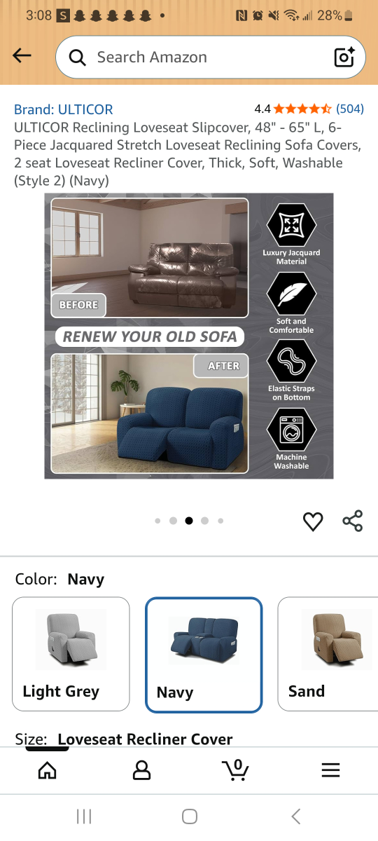 ULTICOR Navy Jacquard Stretch Loveseat Recliner Slipcover - photo 4