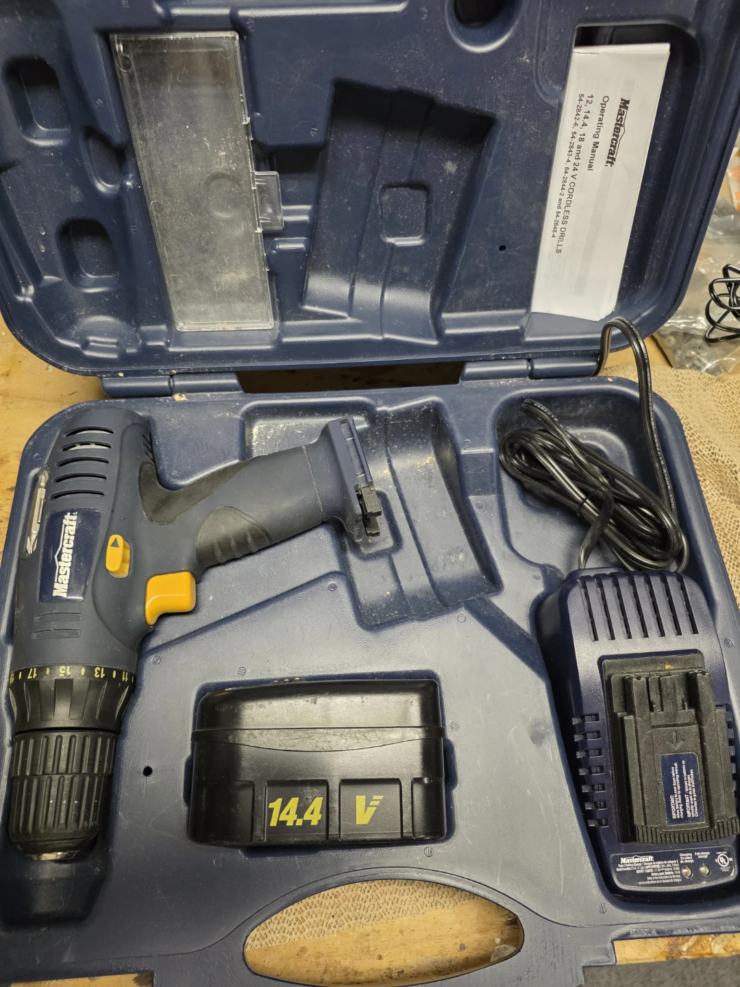 Mastercraft 14.4V Cordless Drill with Charger and Case