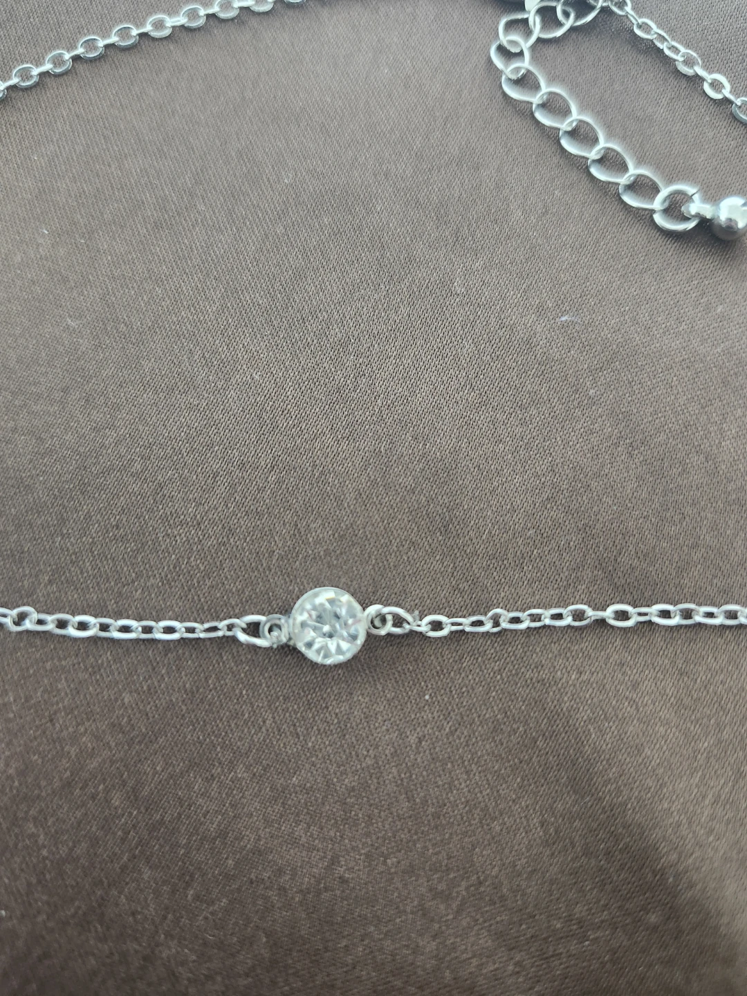 Silver Chain Necklace with Single Cubic Zirconia Accent - photo 2