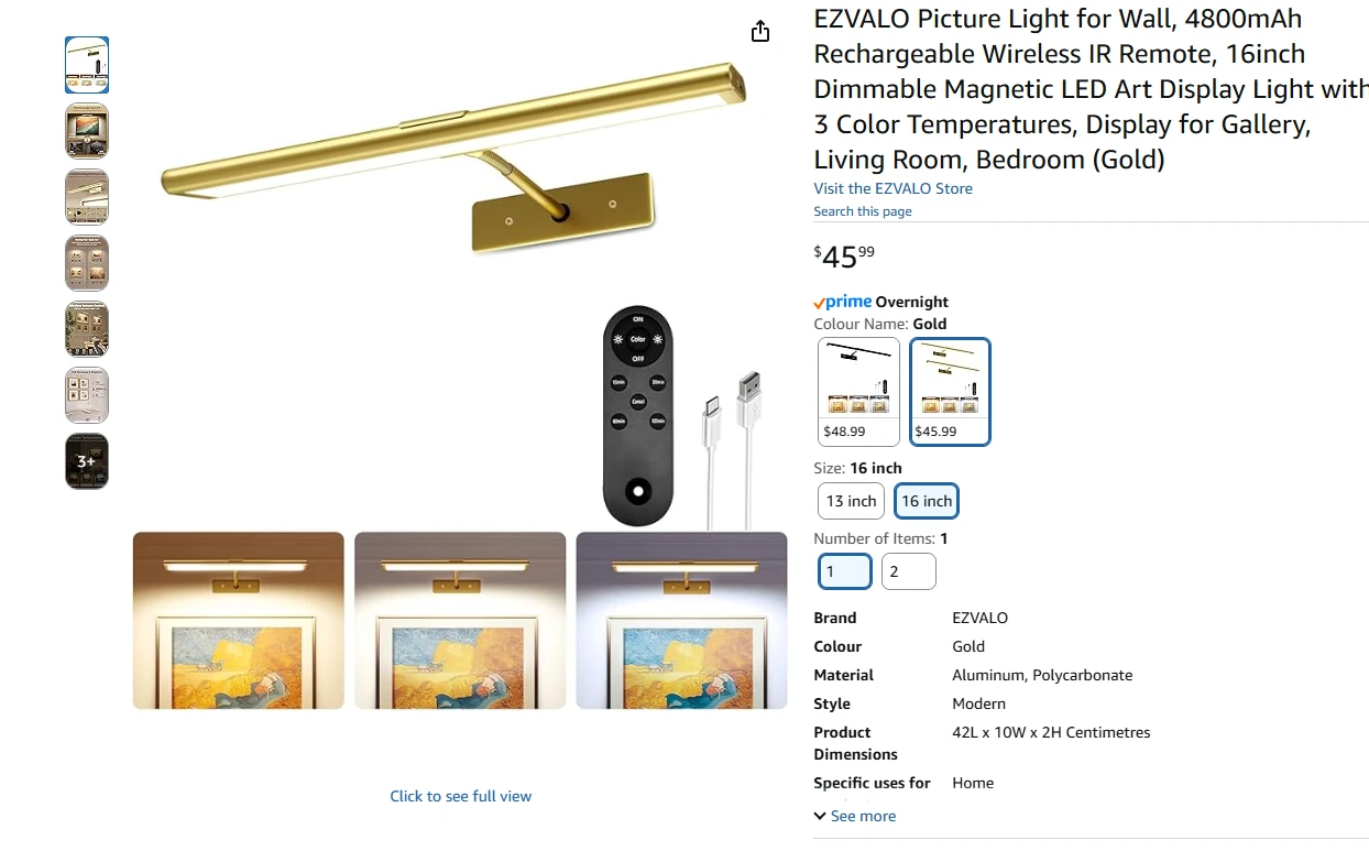 Picture Light for Wall New in Box - photo 2