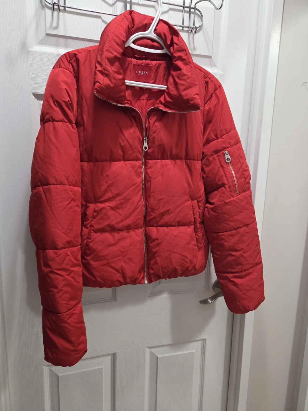 Red GUESS Puffer Jacket - L