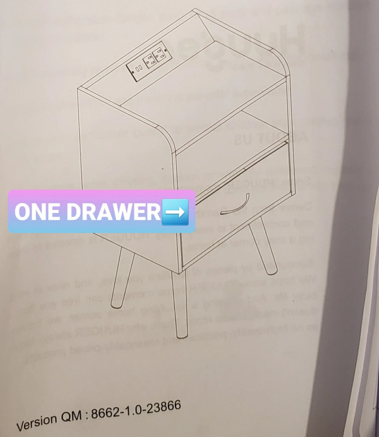 🥕Pair of Huuger Nightstands with Drawer and Charging Station - photo 4