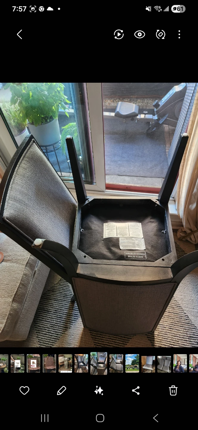 Set of 3 Grey Upholstered Dining Chairs
