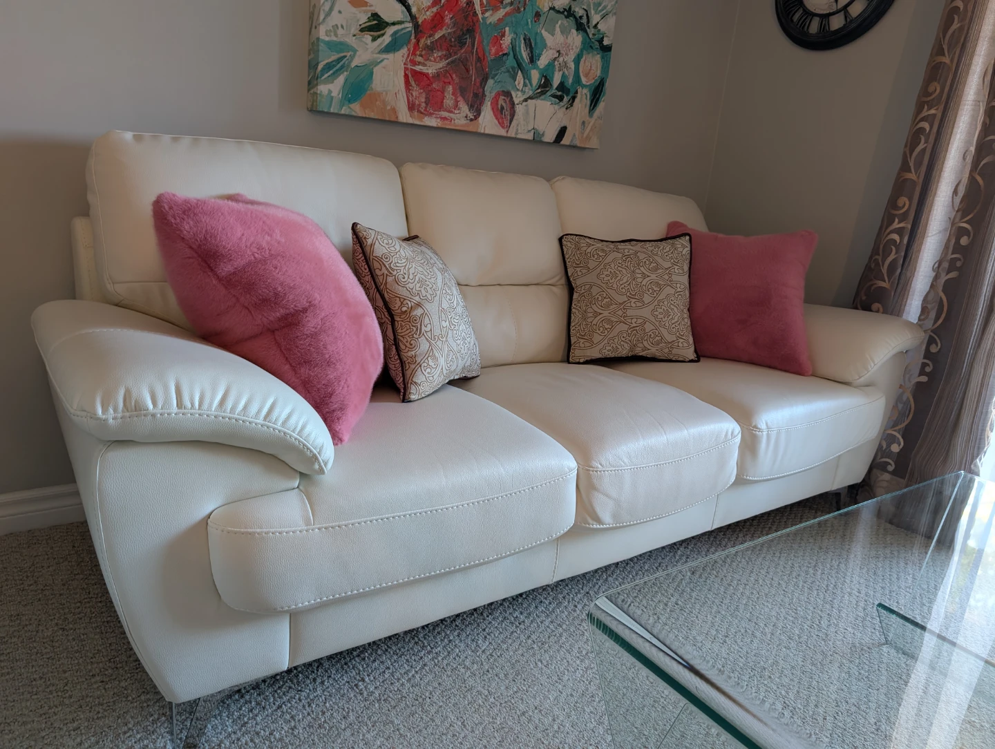 Modern 3- seater sofa and glass coffee table - photo 2