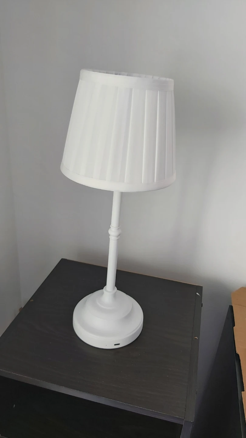 Rechargeable Cordless White Table Lamp with Pleated Shade 🌱