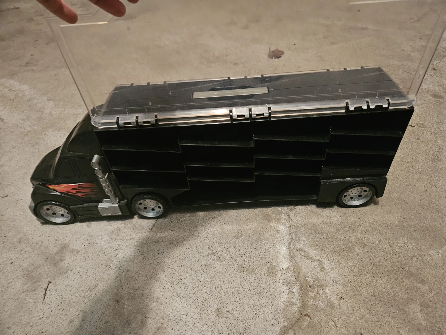 Black Toy Semi-Truck with Trailer
