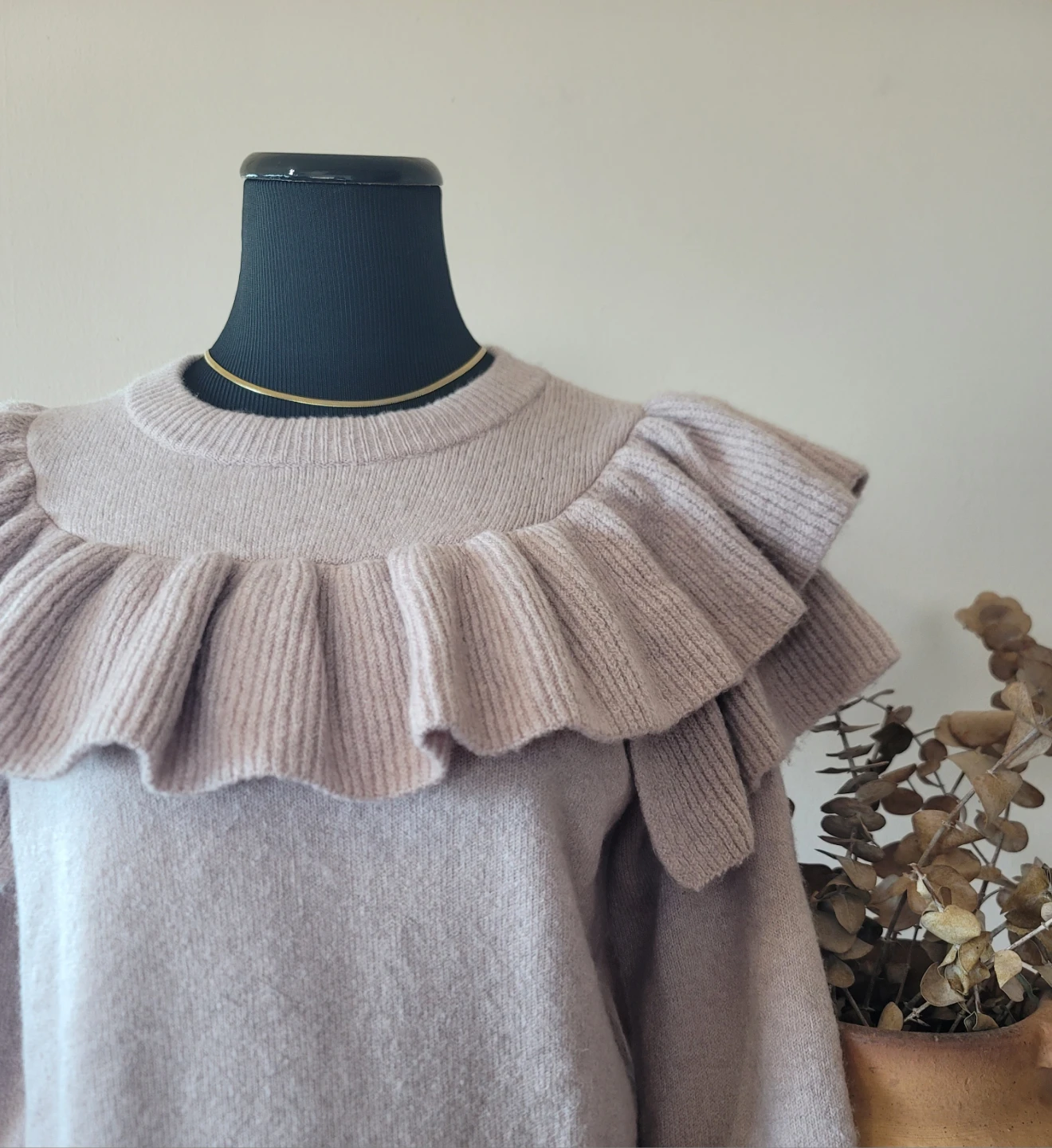 Madewell Ruffle-Yoke Sweater in Coziest Yarn NWT Sz S Wool Blend