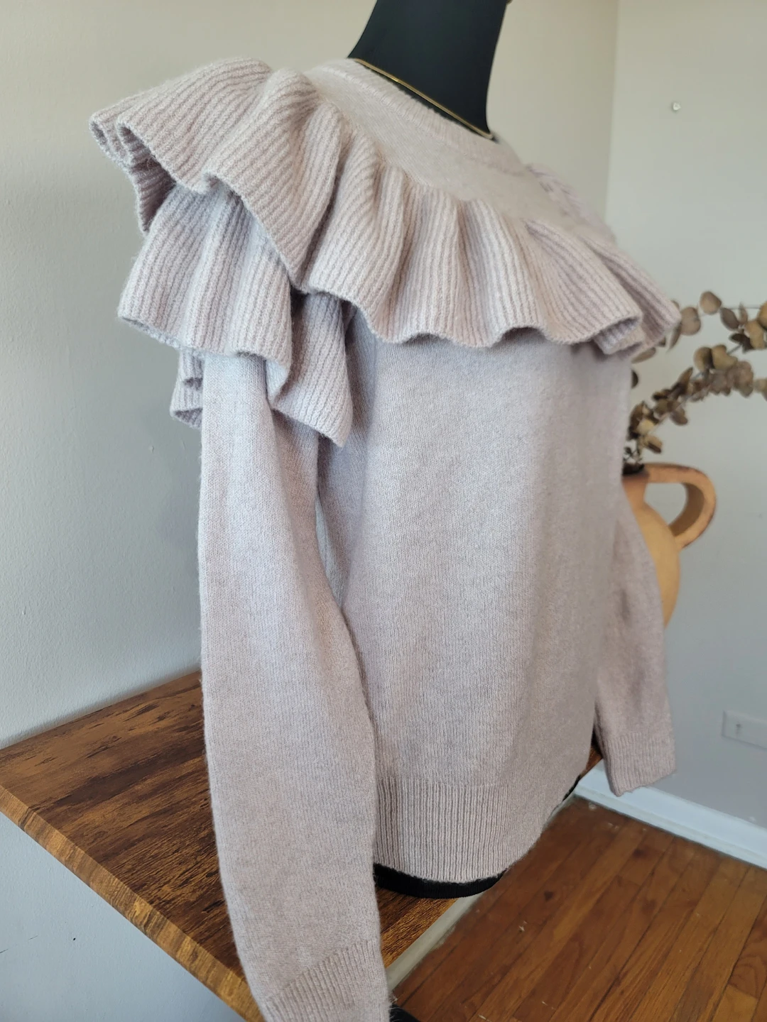 Madewell Ruffle-Yoke Sweater in Coziest Yarn NWT Sz S Wool Blend - photo 3