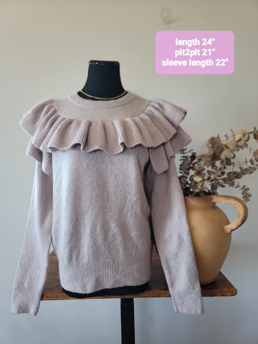 Madewell Ruffle-Yoke Sweater in Coziest Yarn NWT Sz S Wool Blend - photo 4