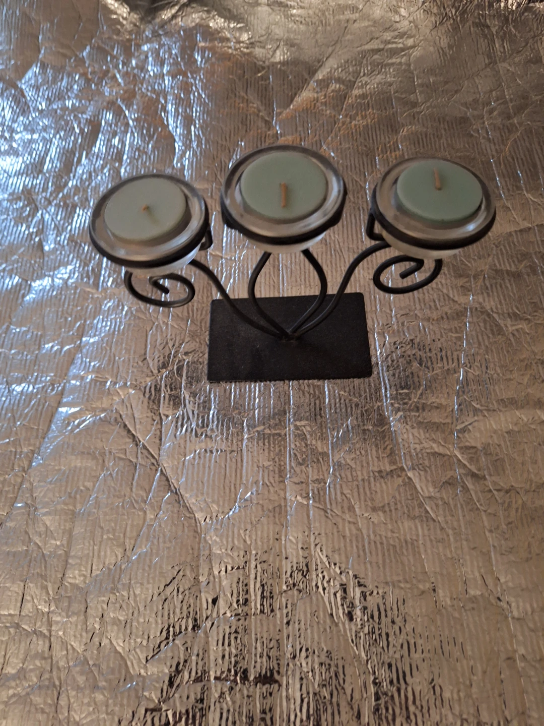 3-Candle Black Metal Candelabra