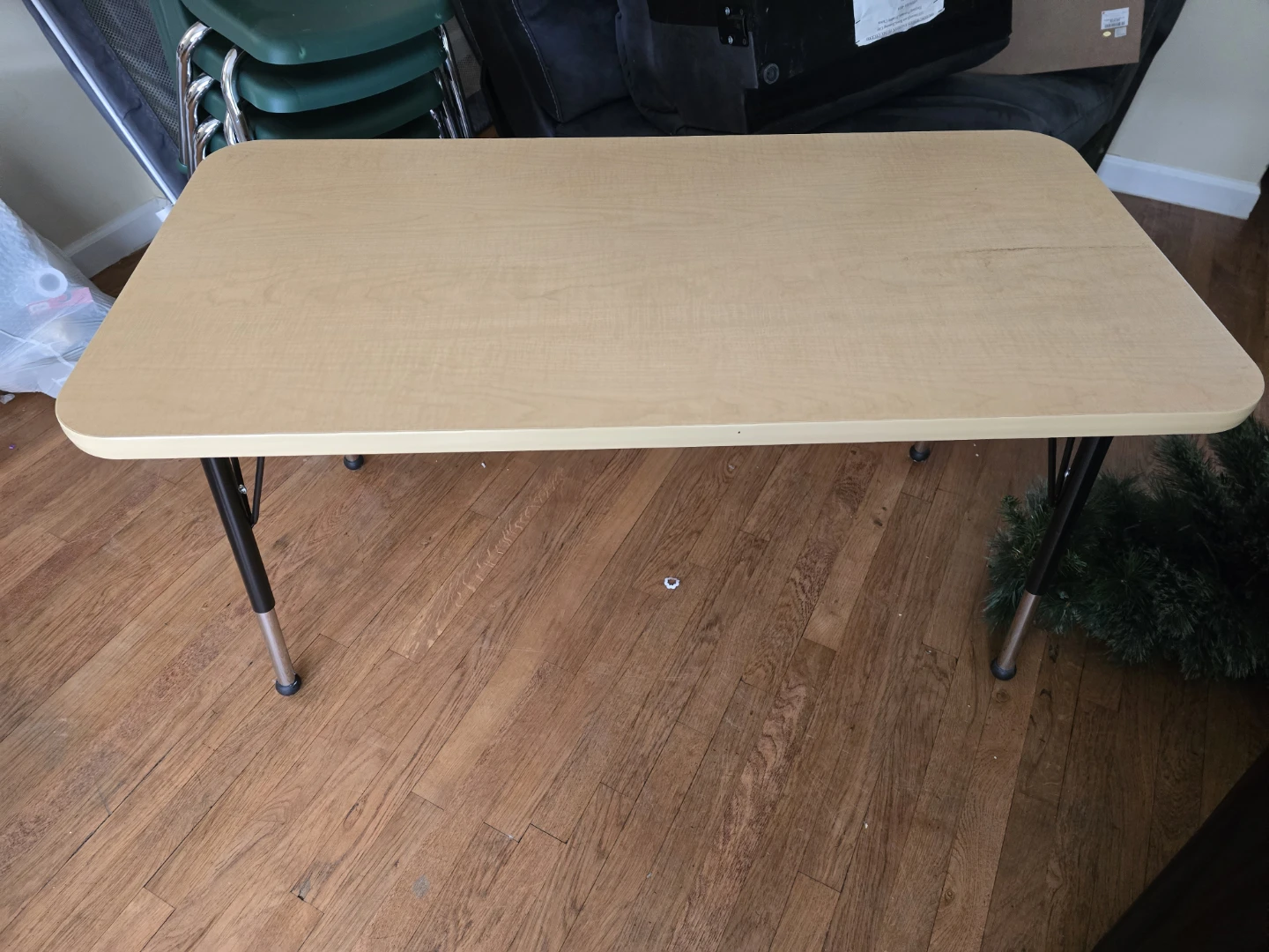 Two........Light Wood Laminate Table with Adjustable Legs - photo 2