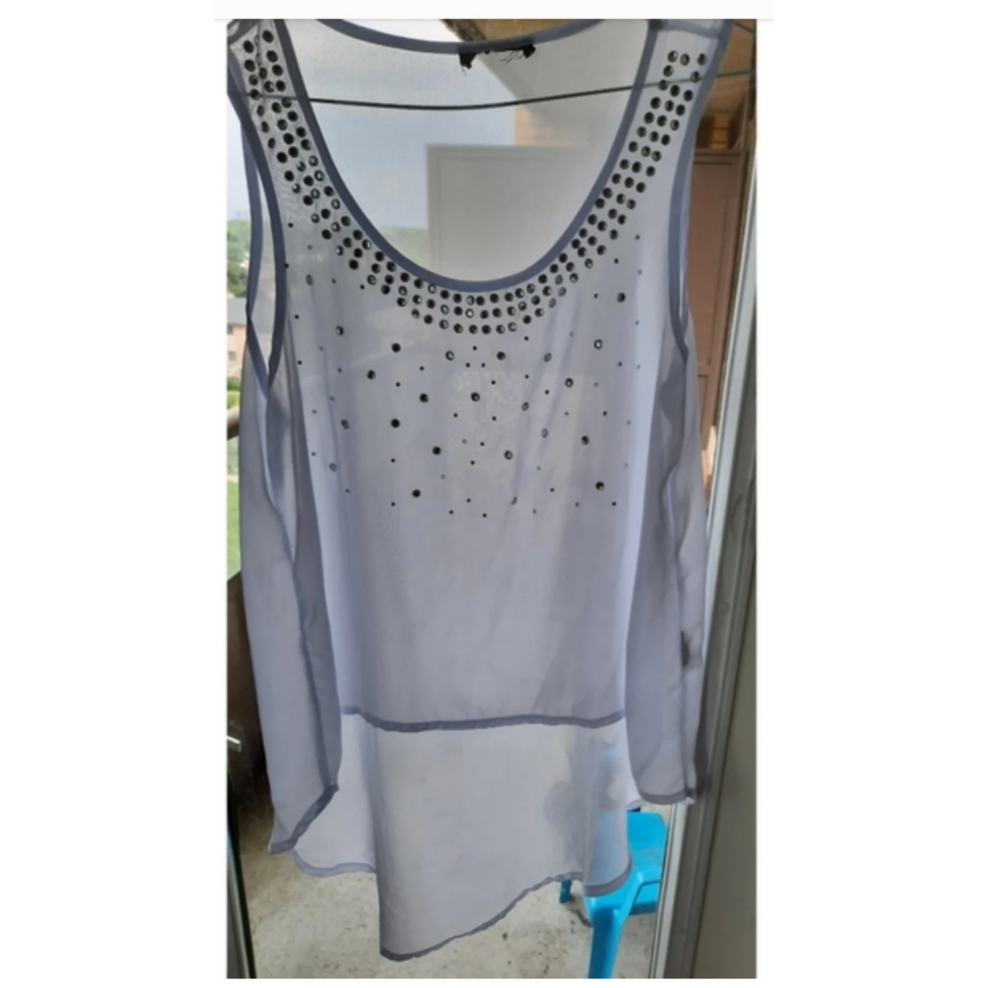 Sheer tank top with embellishments