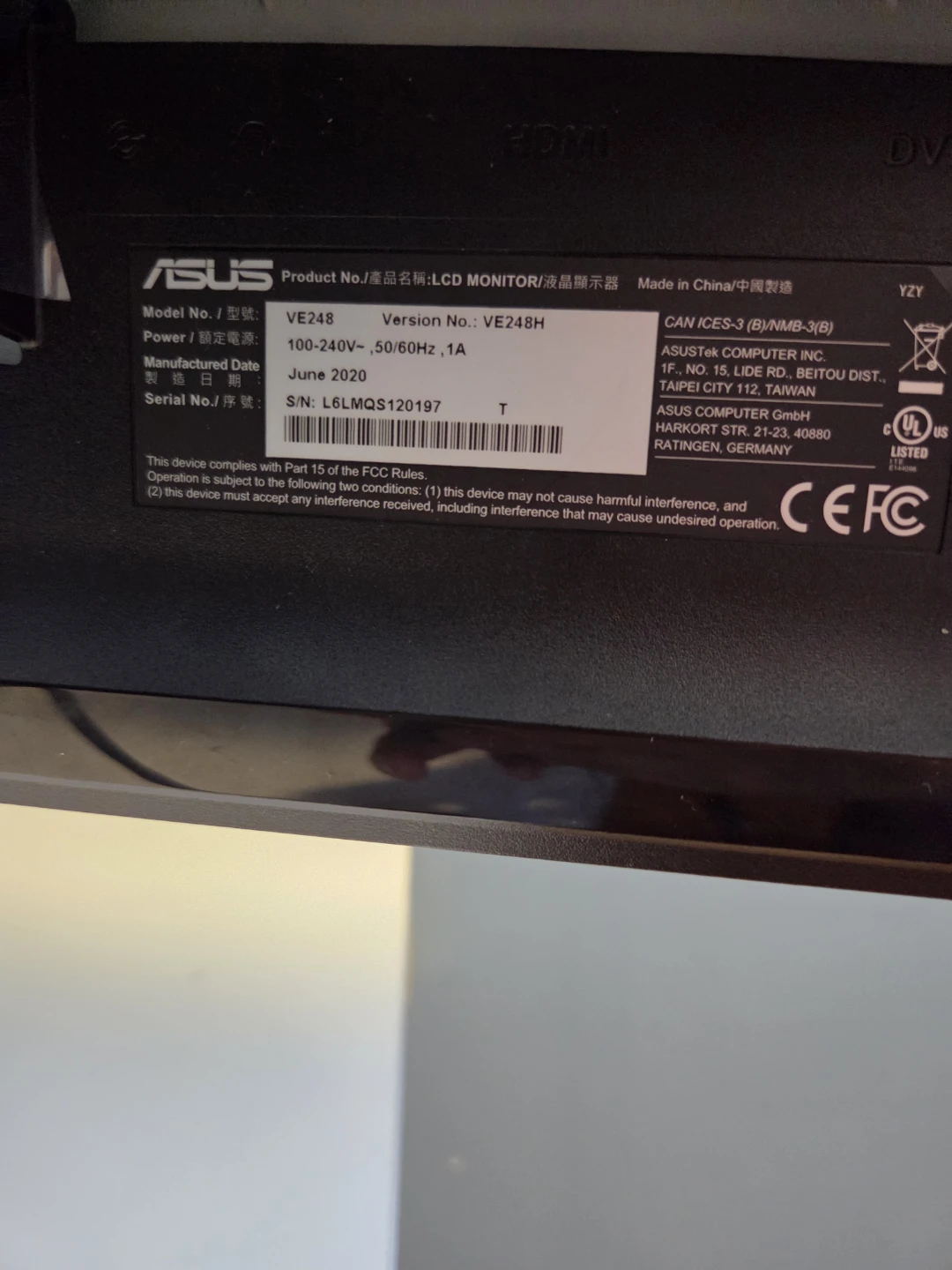 ASUS VE248H LCD Monitor - photo 2