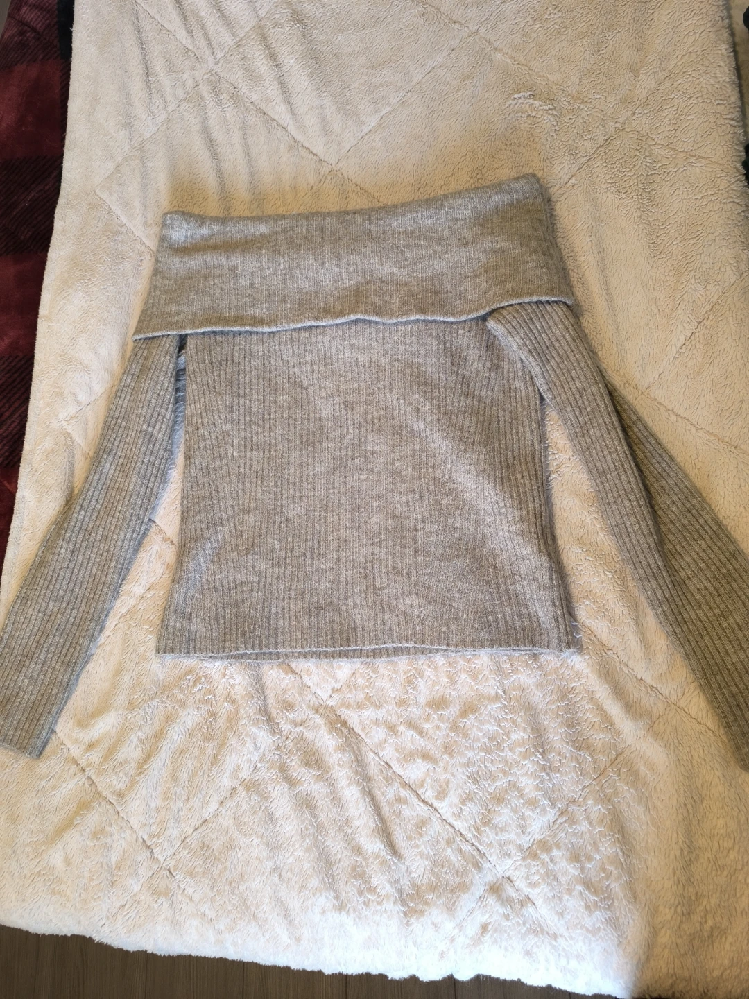 Grey Off-the-Shoulder Sweater
