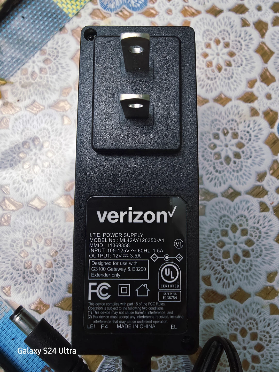 12vAC Adapter For Verizon FiOS G3100 DC Power Supply