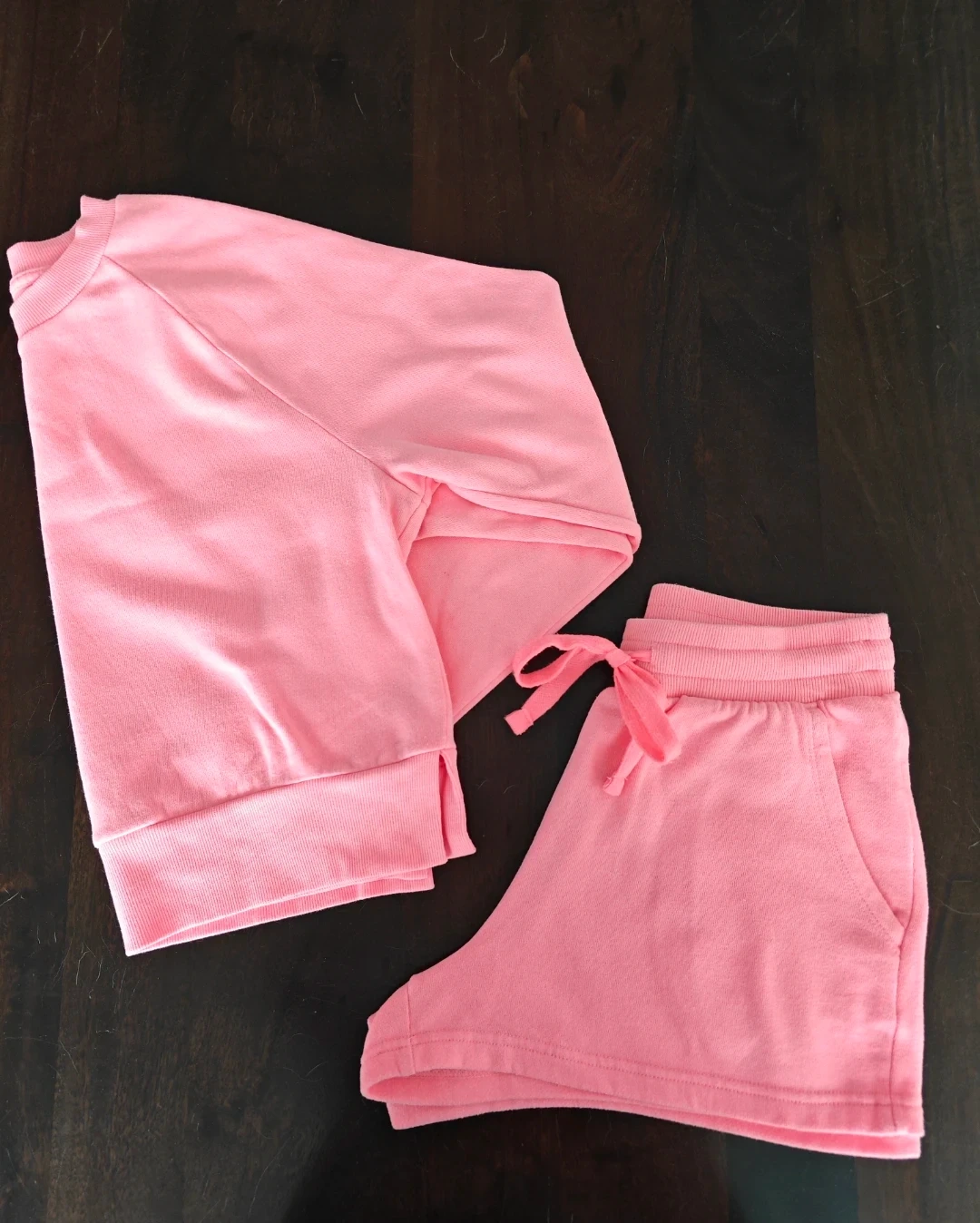 Pink Sweatshirt and Shorts Set - Size S/XS