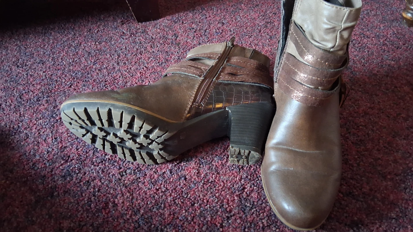 Brown Faux Leather Ankle Boots