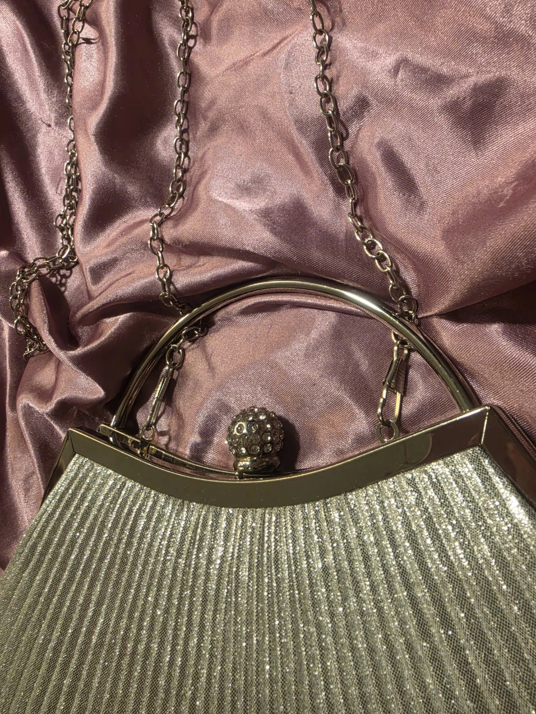 Sparkly Silver Evening Clutch Purse with Chain Strap - photo 2