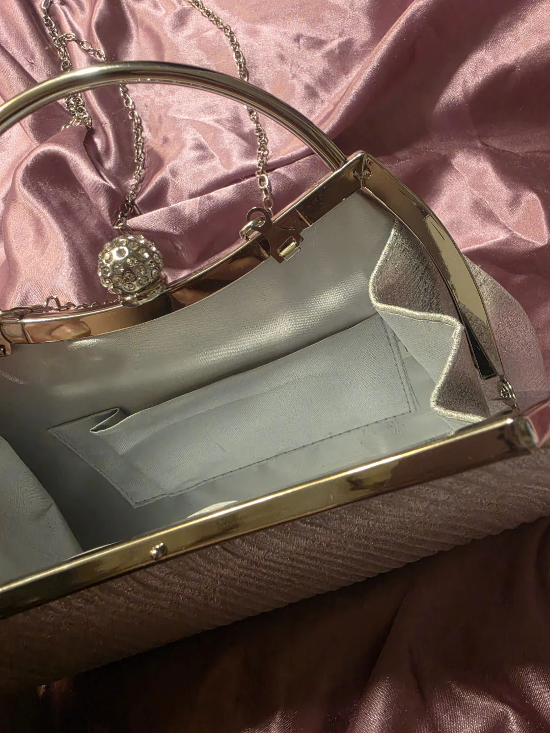 Sparkly Silver Evening Clutch Purse with Chain Strap - photo 3