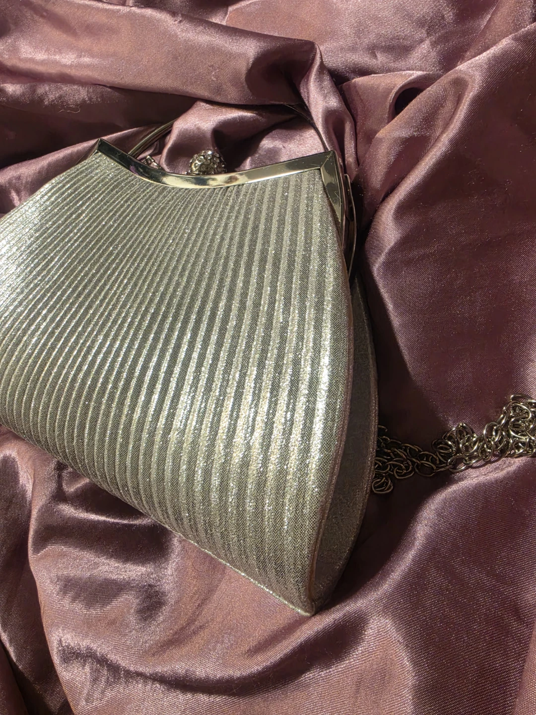 Sparkly Silver Evening Clutch Purse with Chain Strap - photo 5