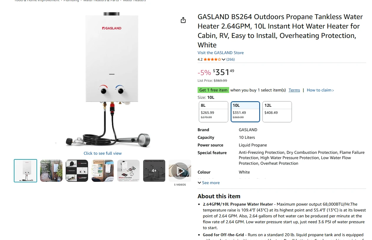 Outdoors Propane Tankless Water Heater New in Box Save Big!!! - photo 2
