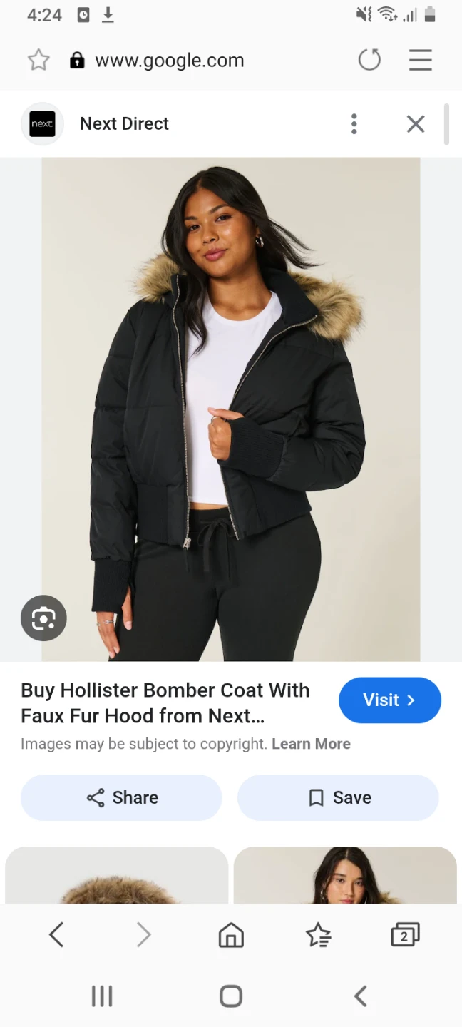 ( ON SALE )Black Hollister Bomber Coat with Faux Fur Hood - photo 4