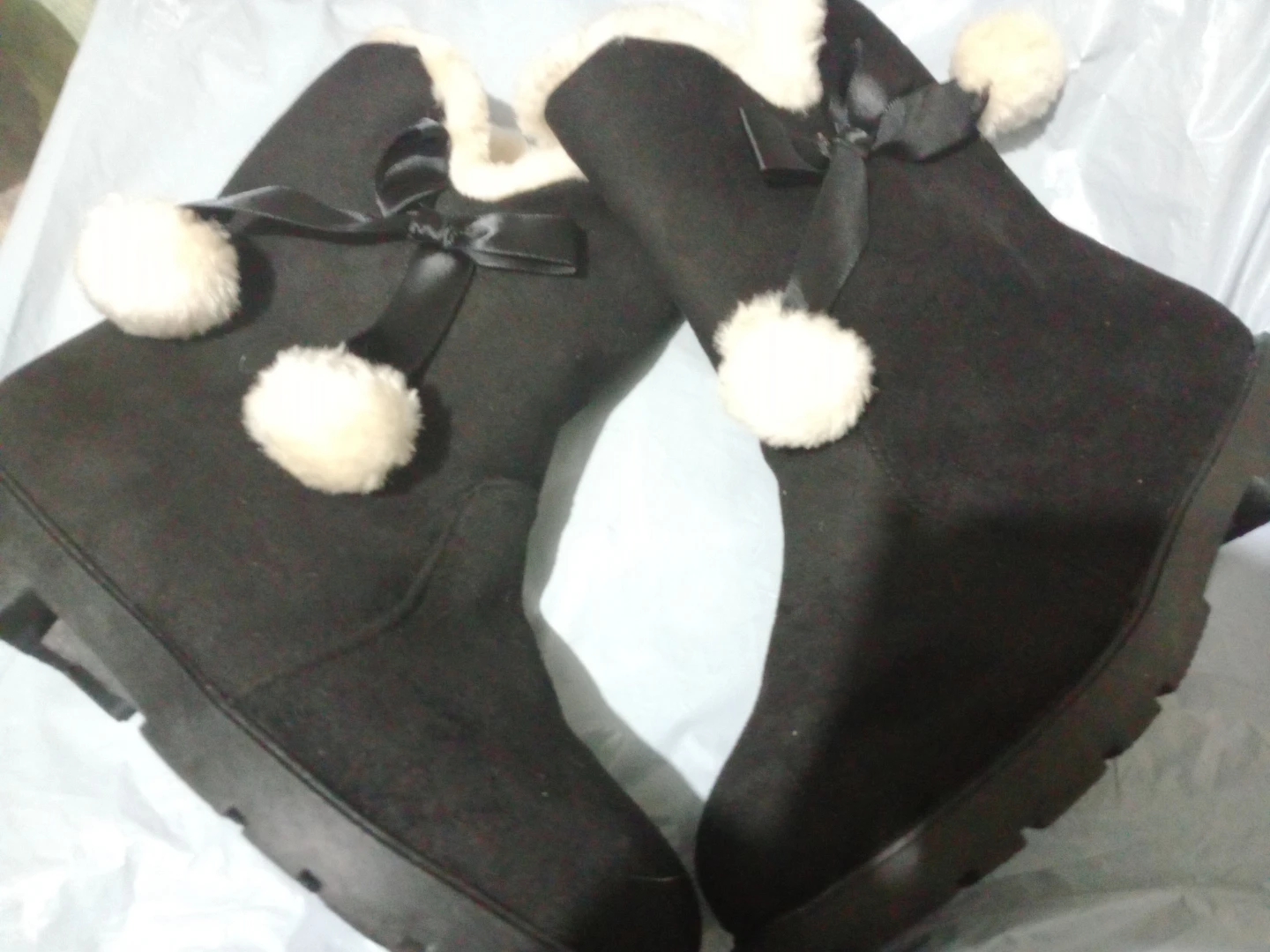 Black Boots with Pom-Poms 🧡