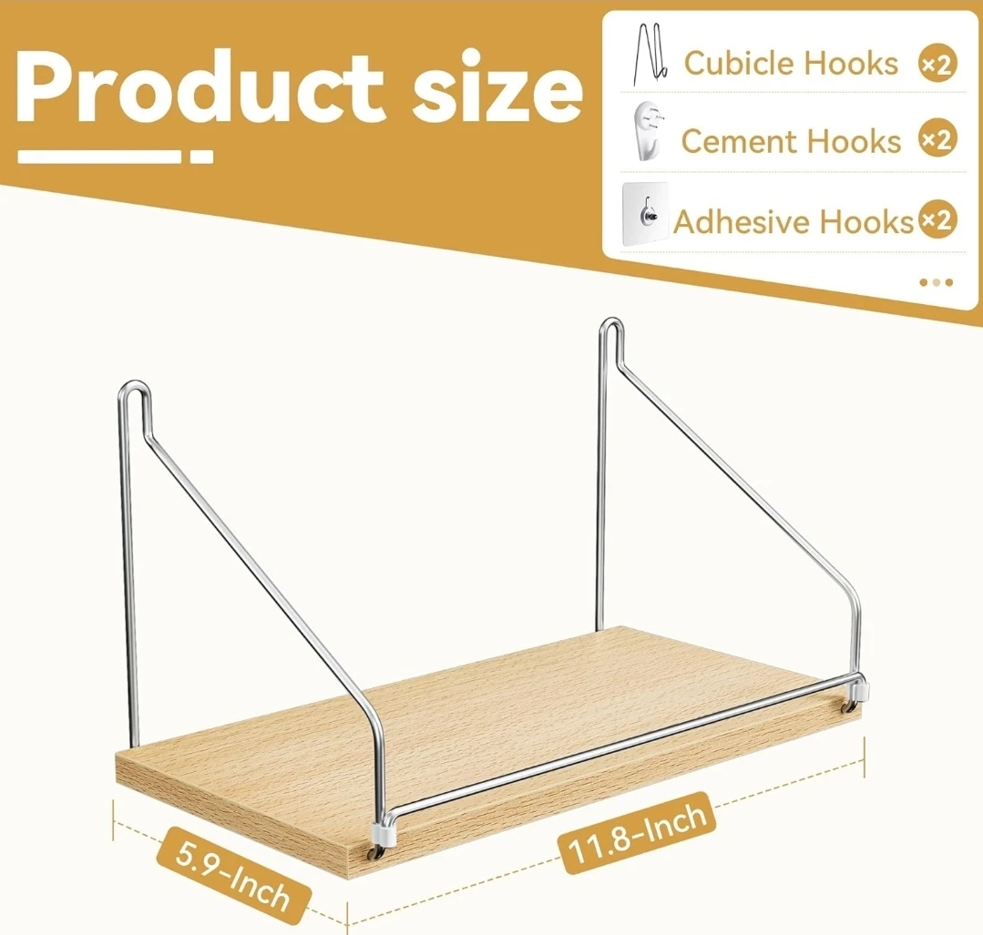 Floating Shelf with Hooks - photo 3
