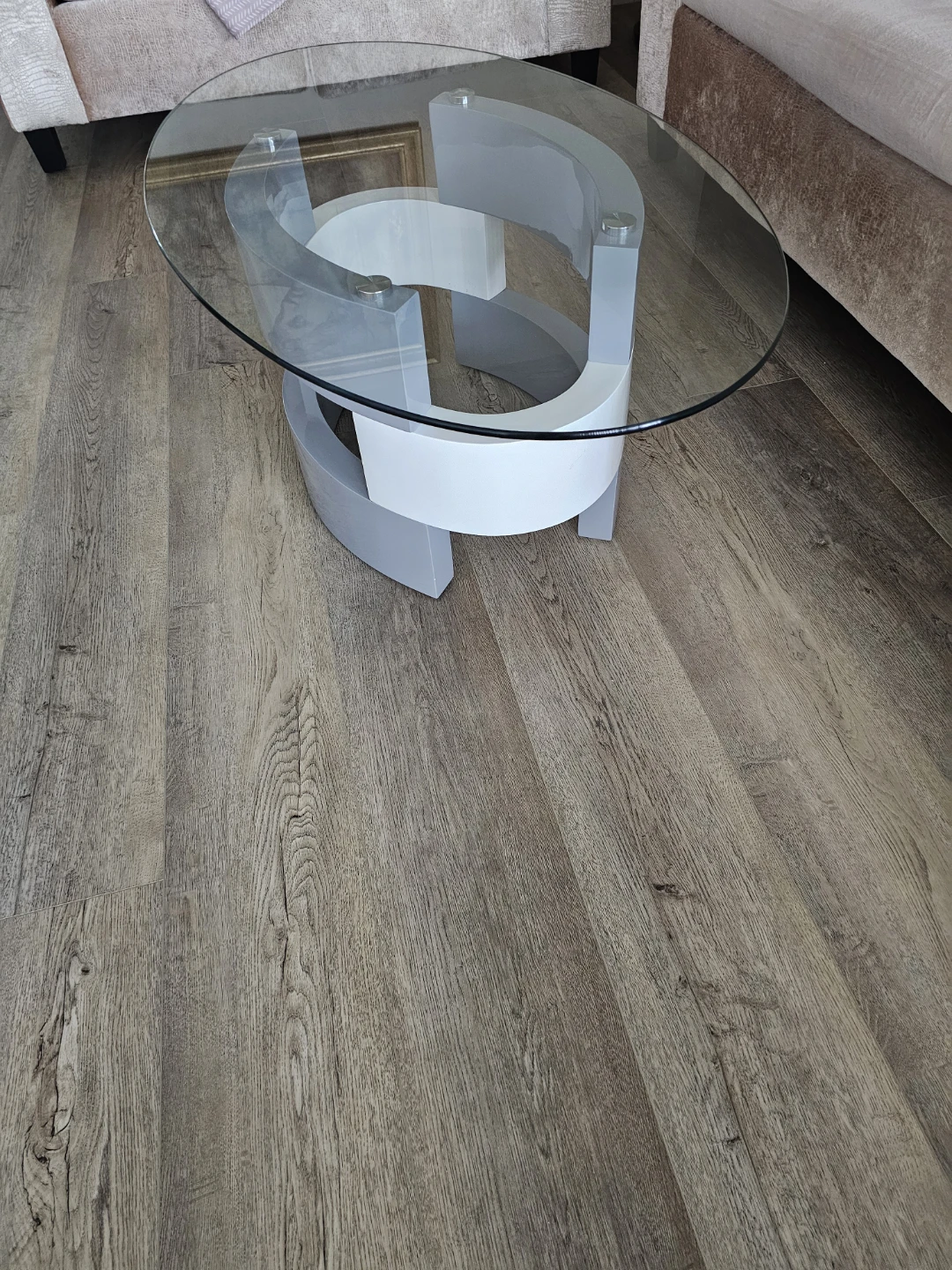 Oval Glass Top Coffee Table with Modern Base - photo 3