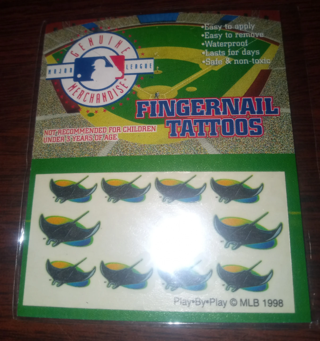 Play-By-Play Fingernail Tattoos Tampa Bay Devil Rays