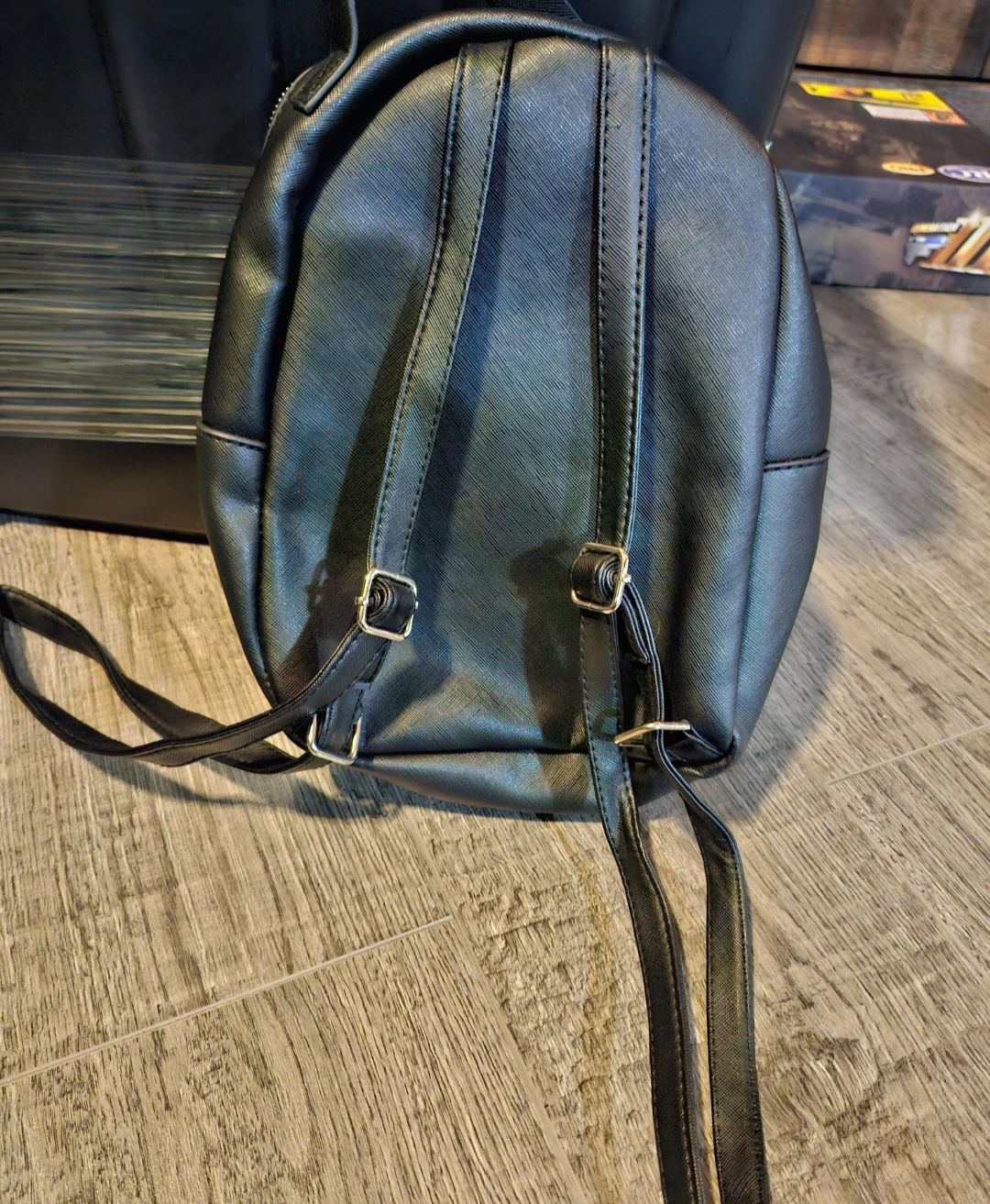 Black Mini Backpack with Floral Pouch - photo 3