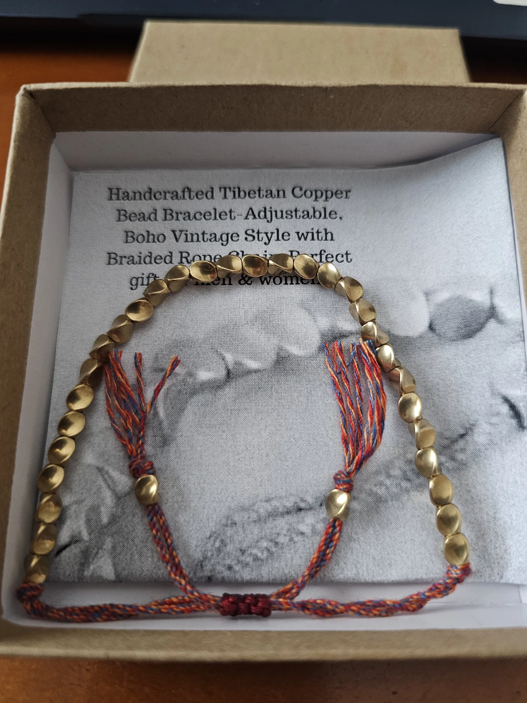 Handcrafted Tibetan Copper Bead Bracelet - Adjustable