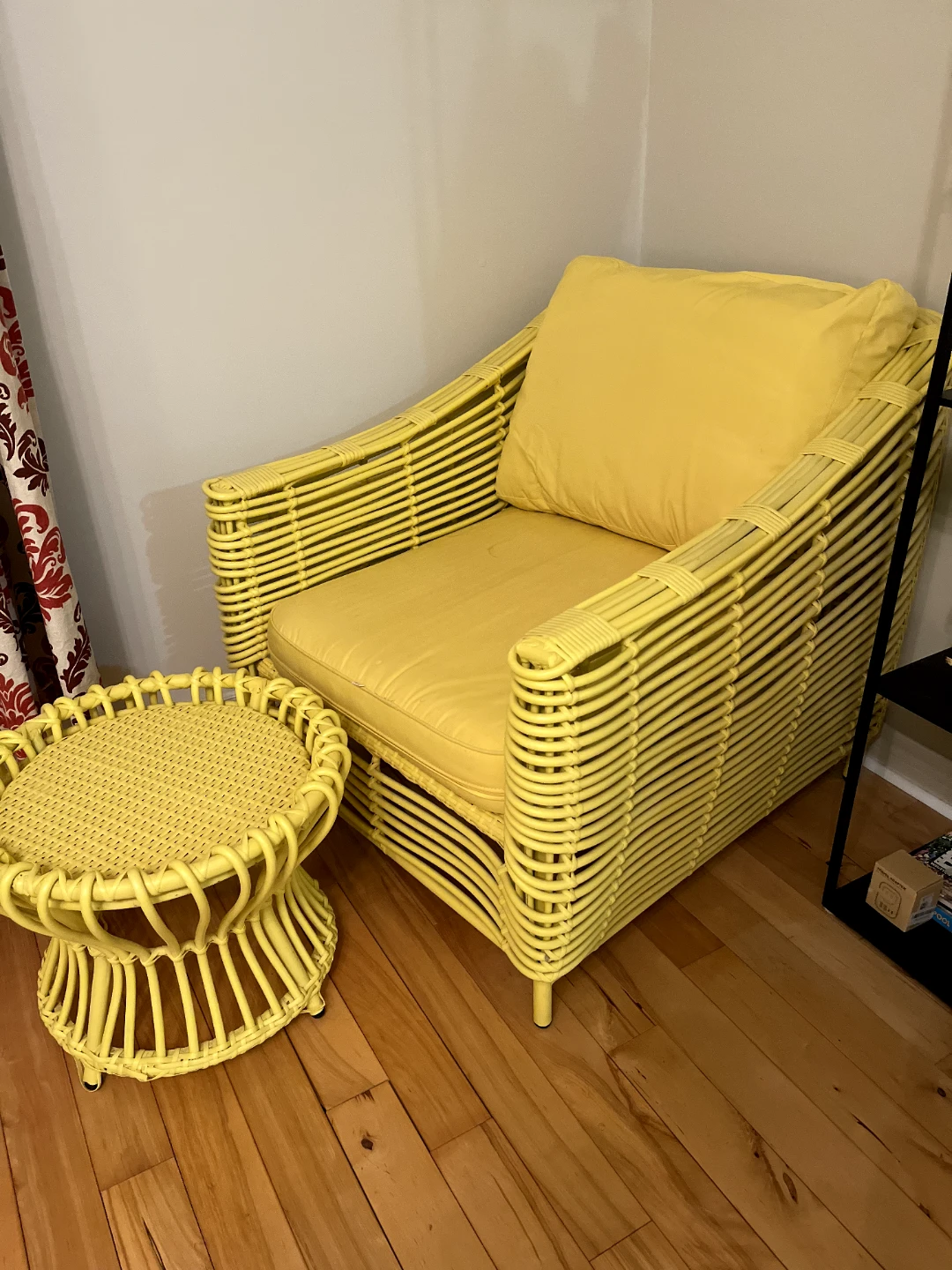 Yellow Rattan Accent Chair with Ottoman - photo 2