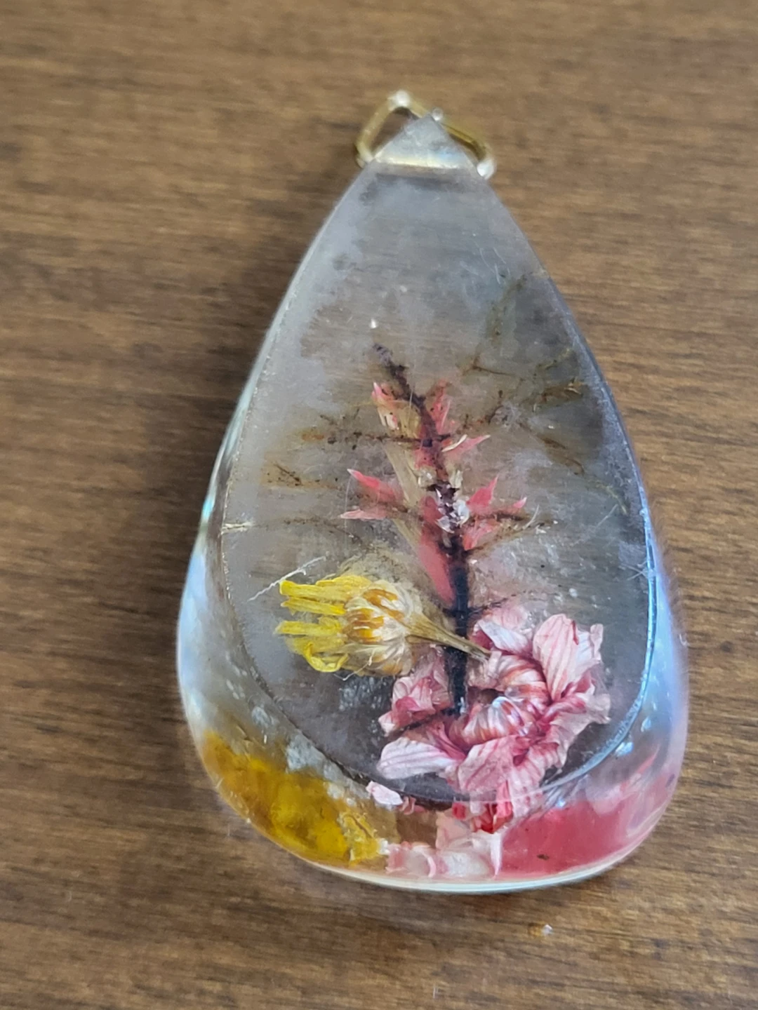 Teardrop Resin Pendant with Dried Flowers