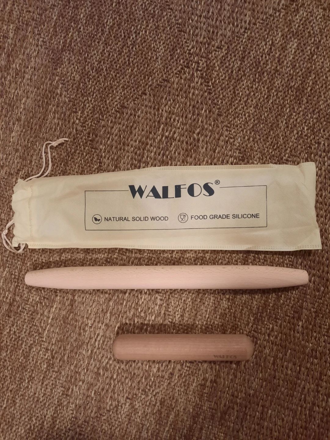 Walfos Natural Solid Wood Rolling Pin