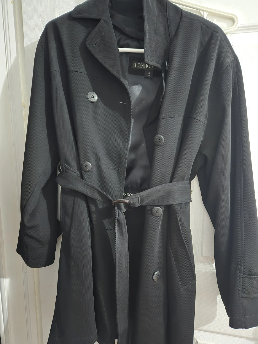 London Fog Black Trench Coat - Size 6