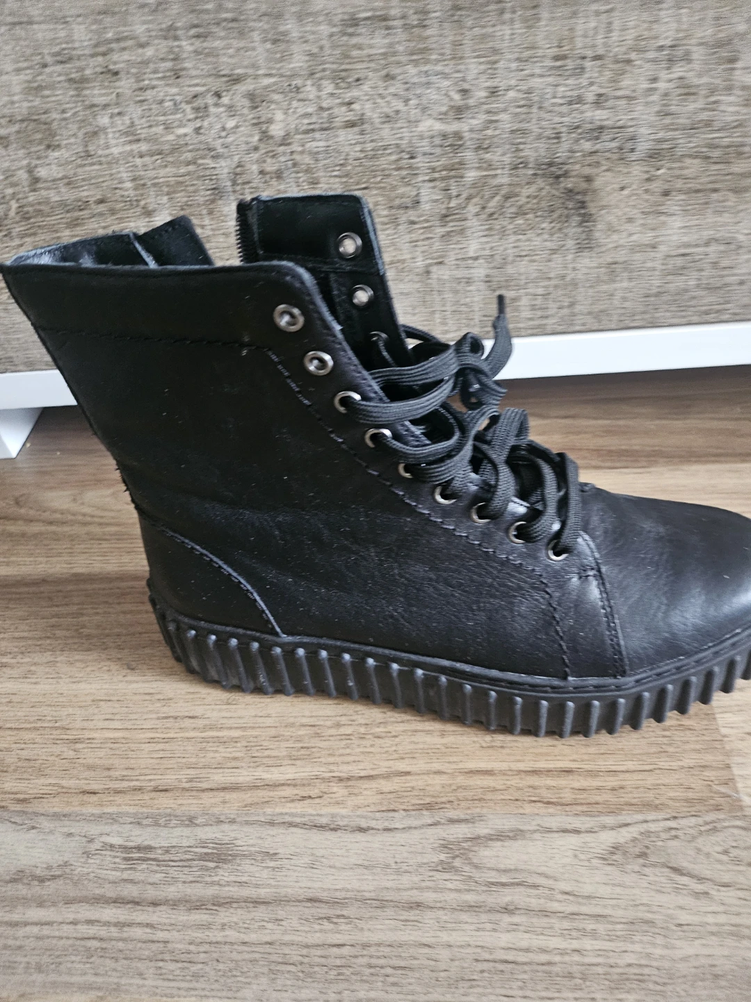 Black Leather Combat Boots - Clarks - photo 2