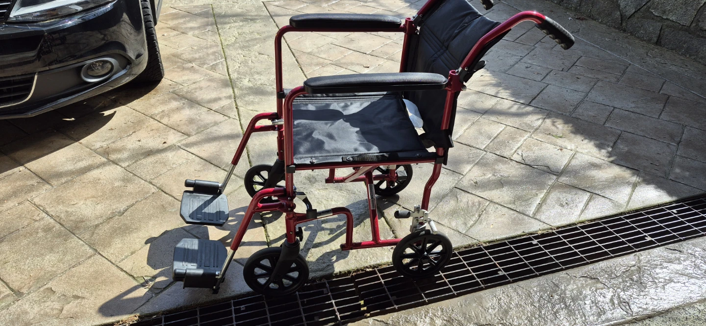 Red Lightweight Transport Wheelchair