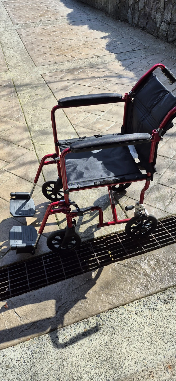 Red Lightweight Transport Wheelchair - photo 4