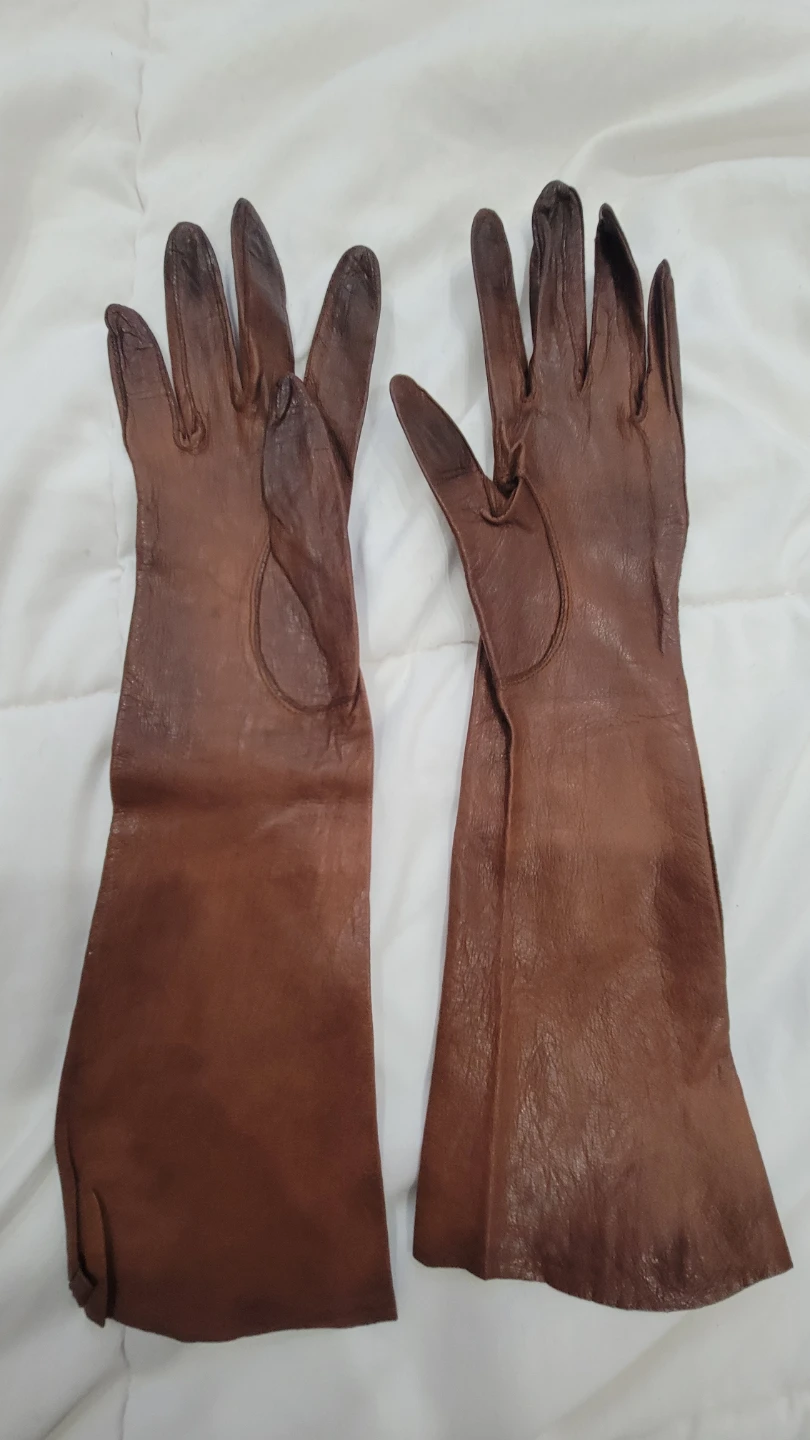 Brown Leather Long Gloves - photo 2
