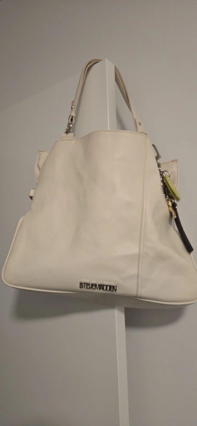 Steve Madden Cream Faux Leather Tote Bag