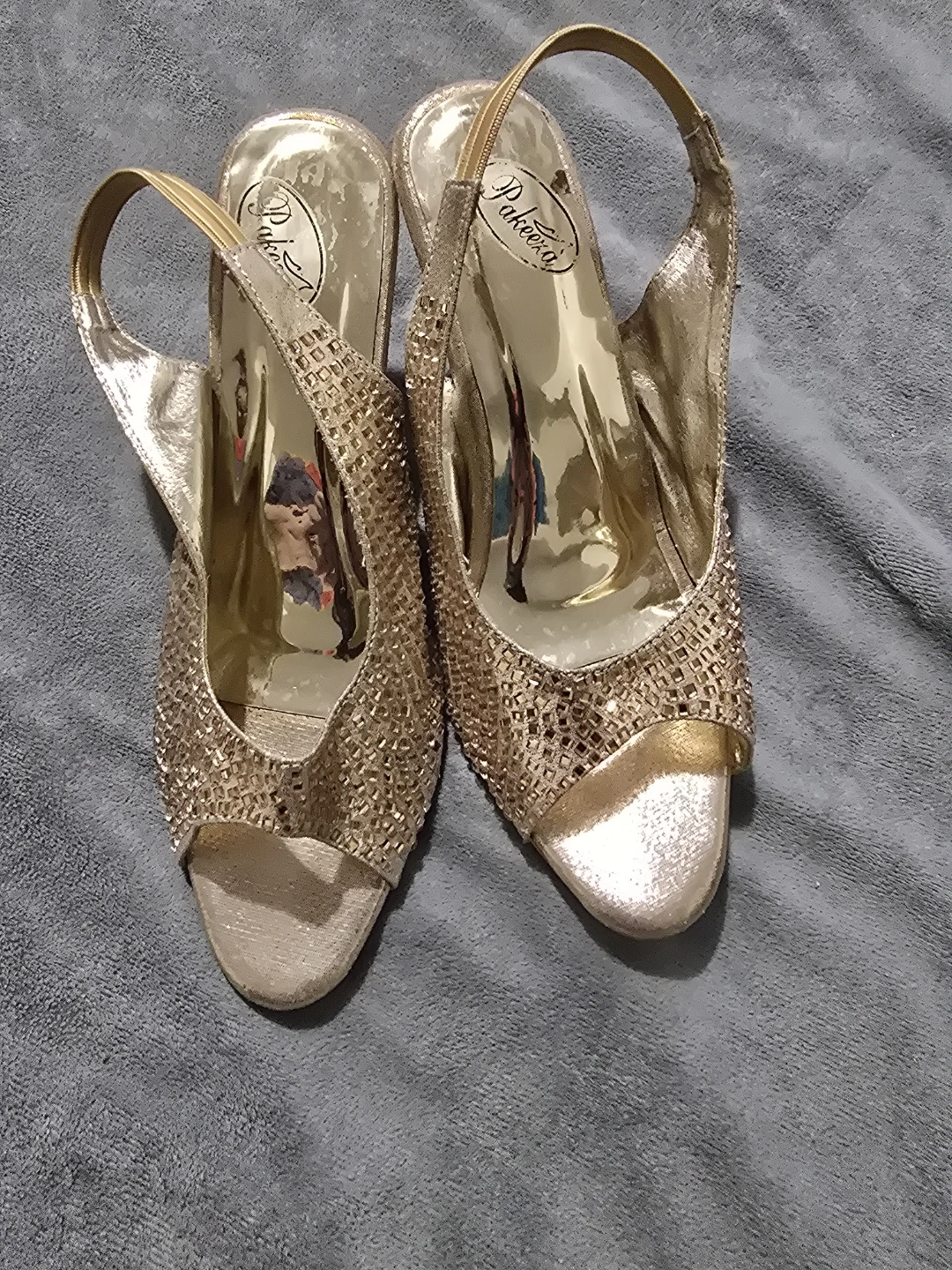 Pauveca Women's Gold Sparkly Heeled Sandals - photo 2
