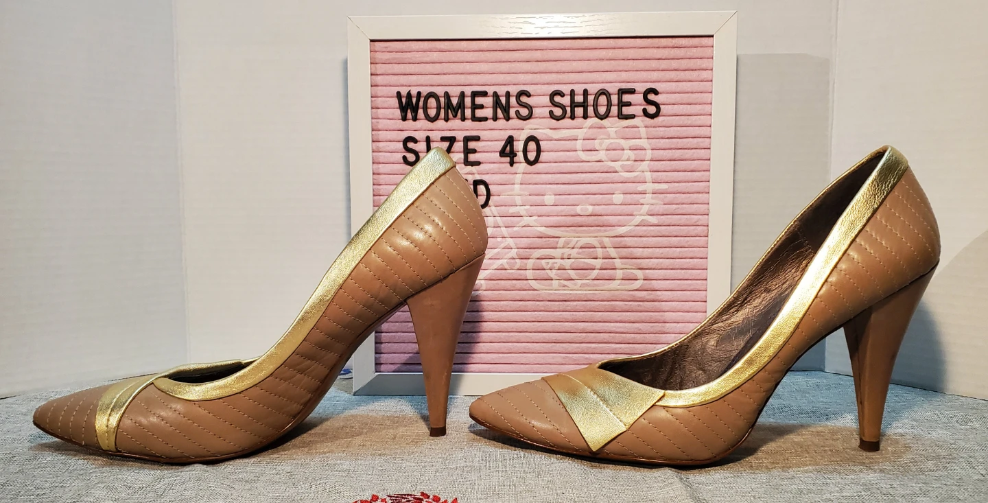 ALDO Women's Tan & Gold Quilted Pumps - Size 40 - photo 4
