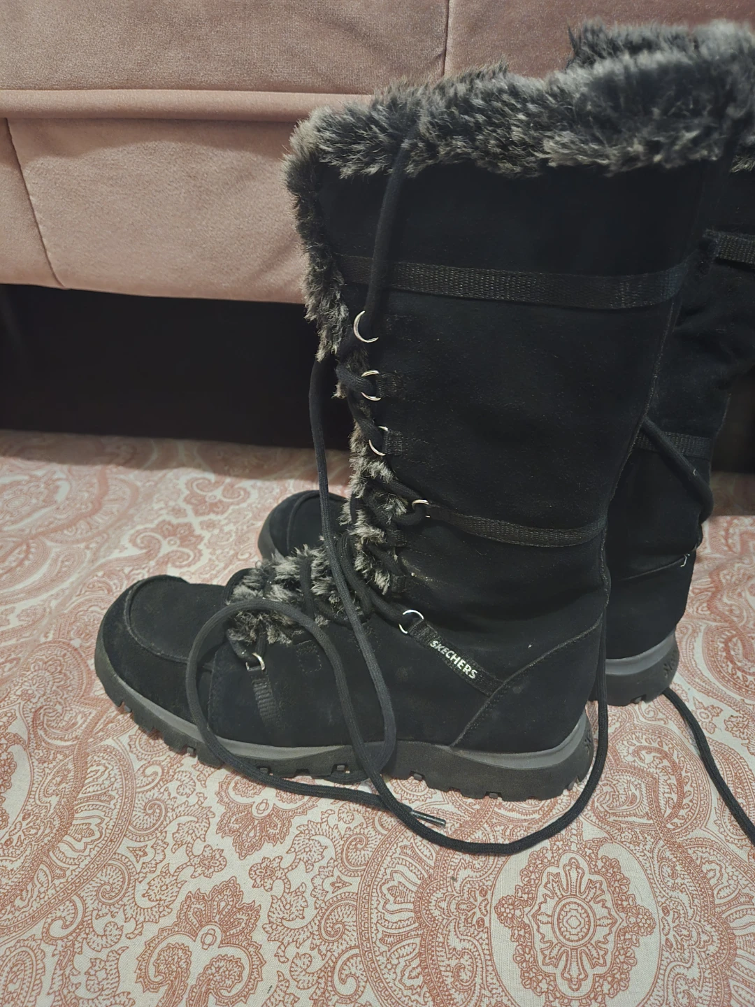 Skechers Black Faux Fur Lined Winter Boots