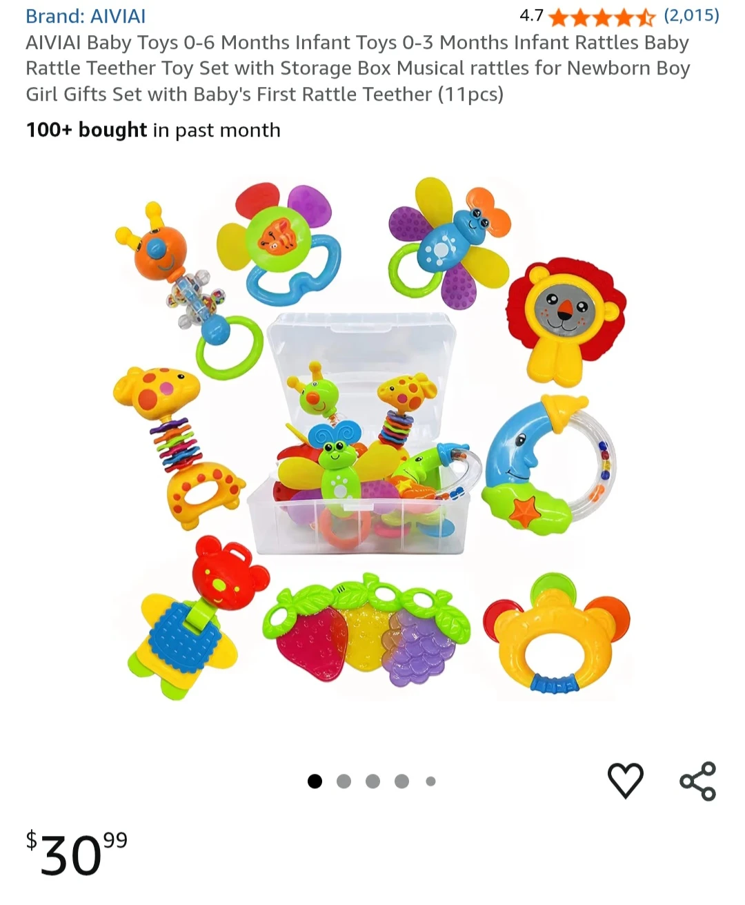 AIVIAI Baby Rattles and Teethers Toy Set (10 pieces) - photo 2