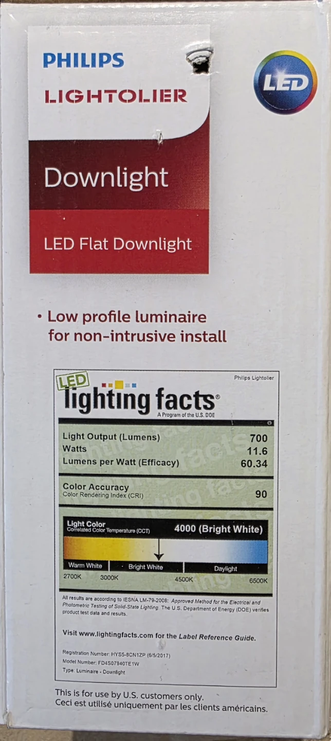 Philips Lightolier LED Flat Downlight - 4" Square, 700 lm, 4000K - photo 4